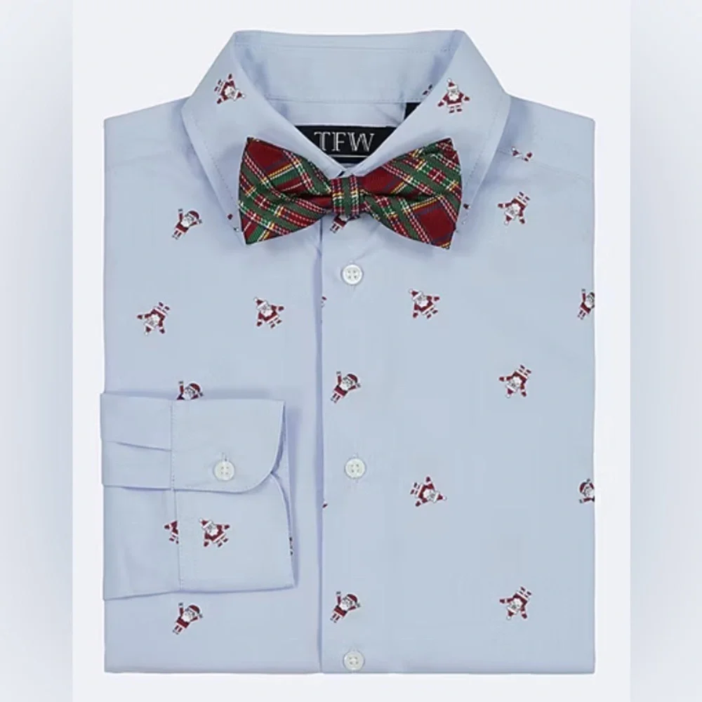 TFW Size XL 18-20 Boys Long Sleeve Point Collar Shirt + Tie Set, New WithTags